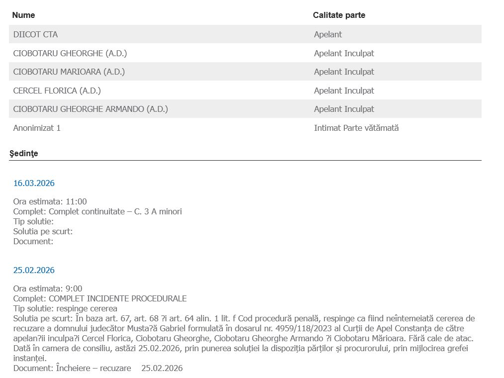 Clanul Ciobotaru nu scapa de judecatorul Gabriel Mustata, pe care l-au recuzat... in dosarul de trafic de minori!